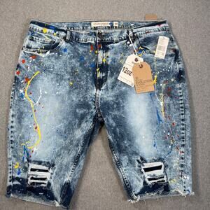 Evolution in Design Paint Splatter Shorts Men's 44 Ripped Distressed 12" Inseam